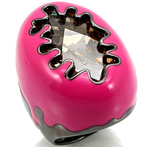 0W309 Ruthenium Brass Ring with AAA Grade CZ in