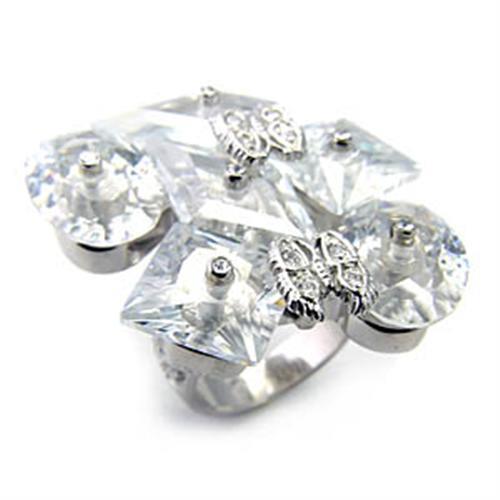 7X350 Rhodium 925 Sterling Silver Ring with AAA
