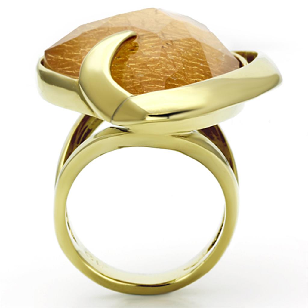 VL098 - IP Gold(Ion Plating) Stainless Steel Ring with Synthetic