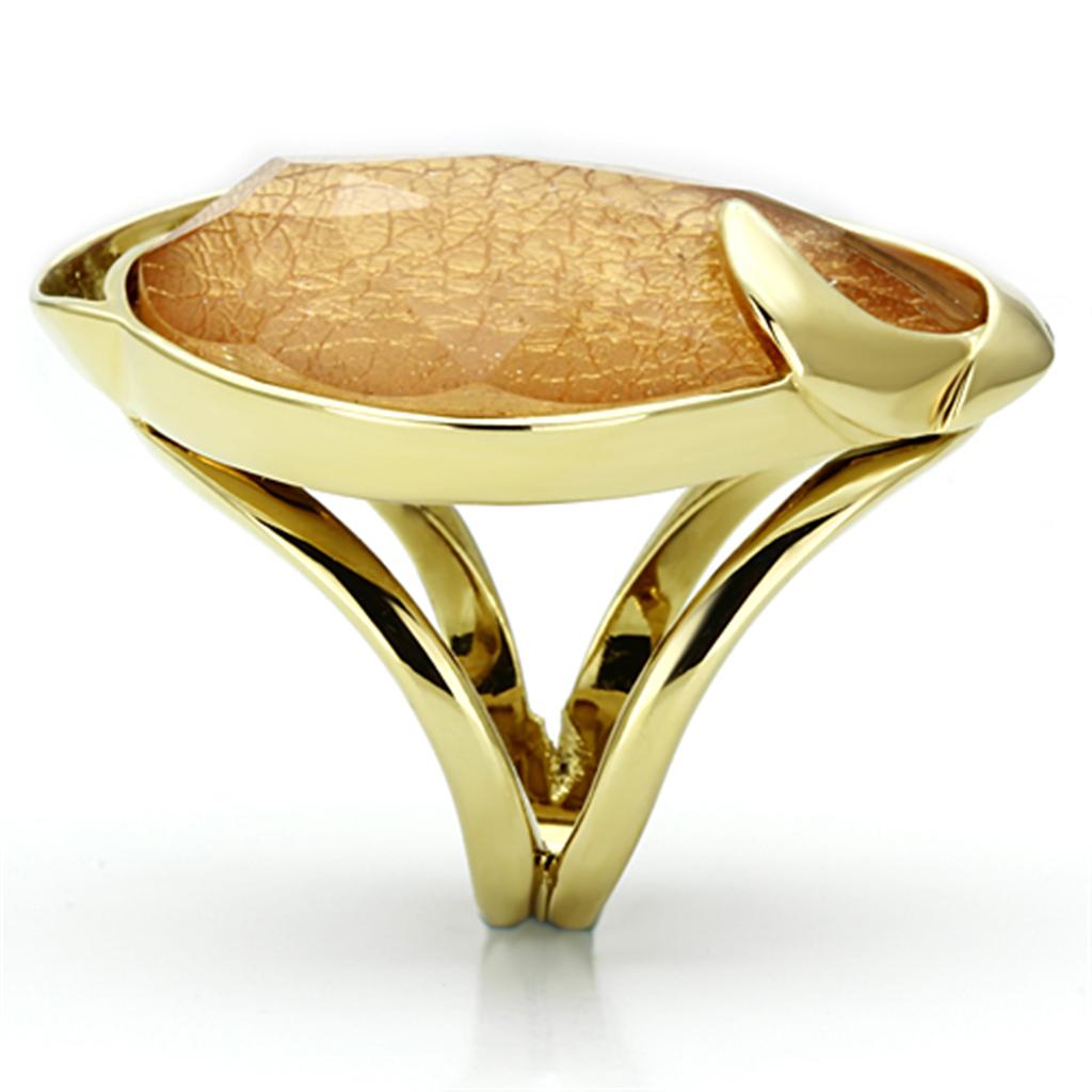 VL098 - IP Gold(Ion Plating) Stainless Steel Ring with Synthetic
