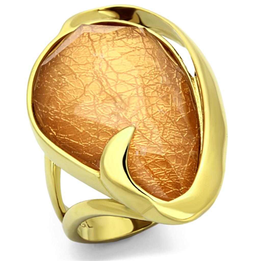 VL098 - IP Gold(Ion Plating) Stainless Steel Ring with Synthetic